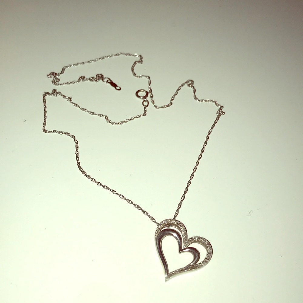 Diamond Heart Necklace Sterling Silver